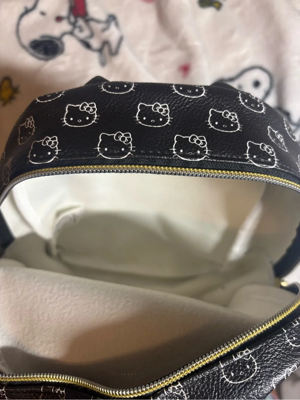 Sanrio Hello Kitty Black Mini Backpack with Red Bow and Gold Zipper